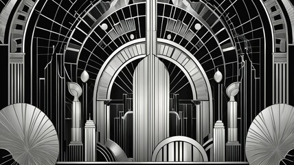 Art Deco Machine-God Skyline – Beyond Imagination in Black & White