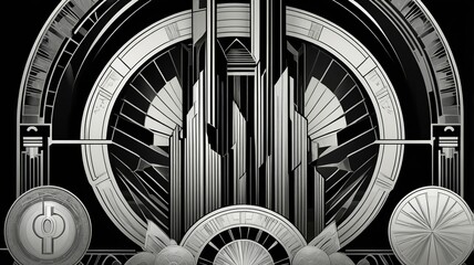 Art Deco Machine-God Skyline – Beyond Imagination in Black & White