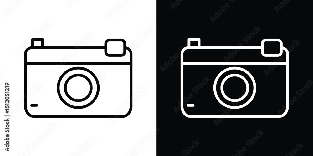 Poster Retro camera icon. Simple element illustration. outline and flat symbol design