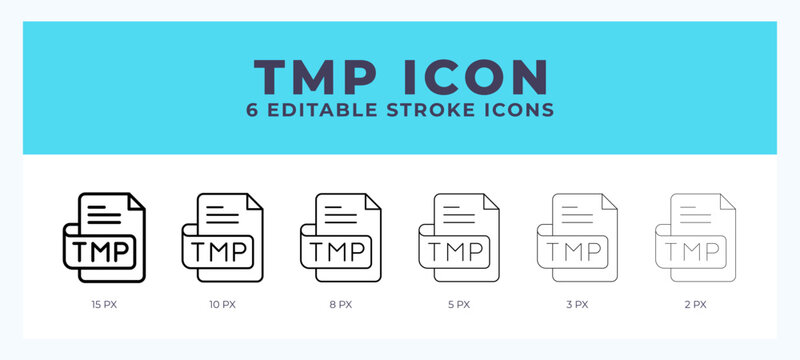 Tmp file icon. Editable stroke line icon vector illustration.