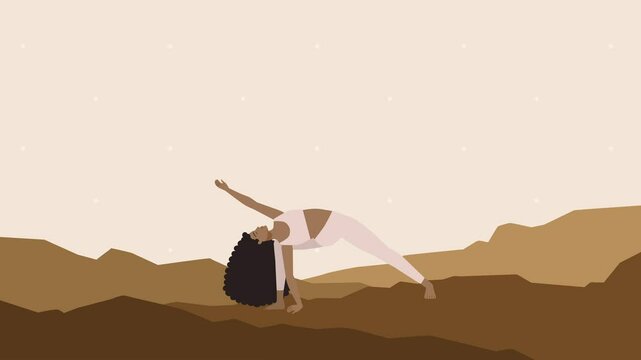 Warm and clean animated vector motion graphics horizontal 4k Yoga poster story with copy space