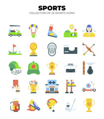 Collection of 25 Sports Icons. Golf. Cricket. Archery. and More