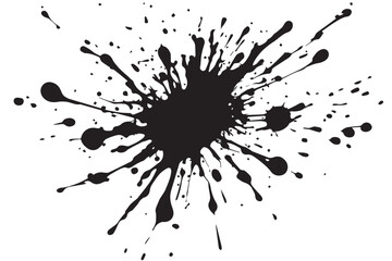 Ink splash isolated on white background. Black drop ink splatter. Black Ink splash texture background. 