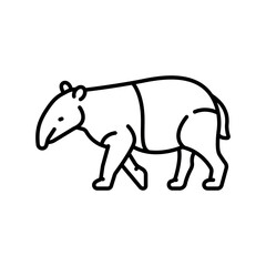 tapir black line icon for digital and print projects. South american animals.