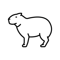 capybara black line icon for digital and print projects. South american animals.