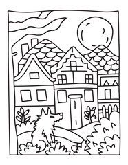 halloween coloring page, line art, halloween illustration, Print