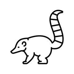 coati black line icon for digital and print projects. South american animals.