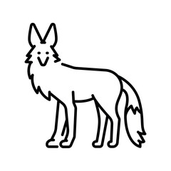 Maned Wolf  black line icon for digital and print projects. South american animals.