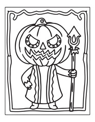 halloween coloring page, line art, Halloween illustration
