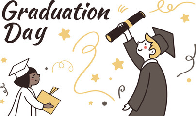 Graduation Day Celebration: Two Graduates Celebrate Their Achievement