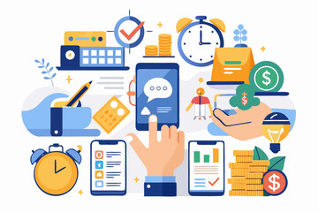 Fototapeta premium A close-up image of a person using a calculator while holding a credit card, symbolizing financial management, 