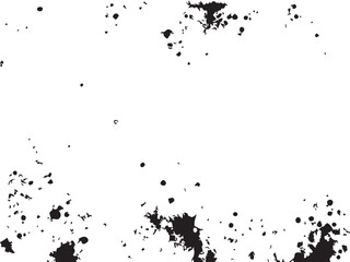 Fototapeta premium Black ink spots on a white background. Abstract ink splatter design. Grunge texture. Monochrome background.