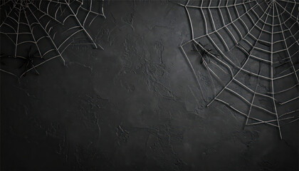 Spider web silhouette against black wall - halloween theme dark background