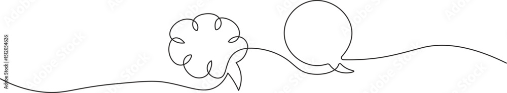 Wall mural speech bubble in continuous line art drawing style. minimalist black linear sketch of communication 