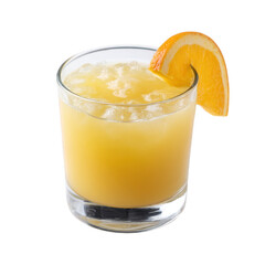 A refreshing cocktail served in a clear glass with ice, garnished with a slice of orange, perfect for summer gatherings.