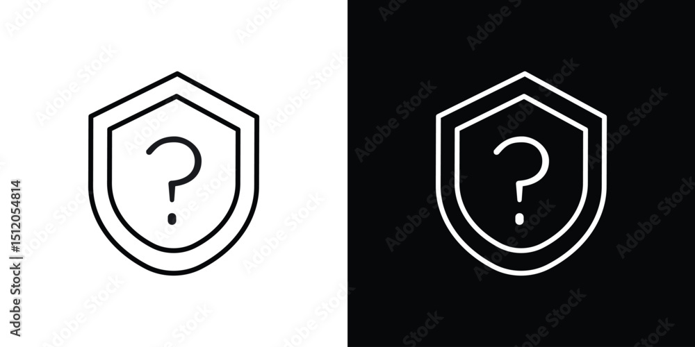 Poster shield interrogation icon. simple element illustration. outline and flat symbol design