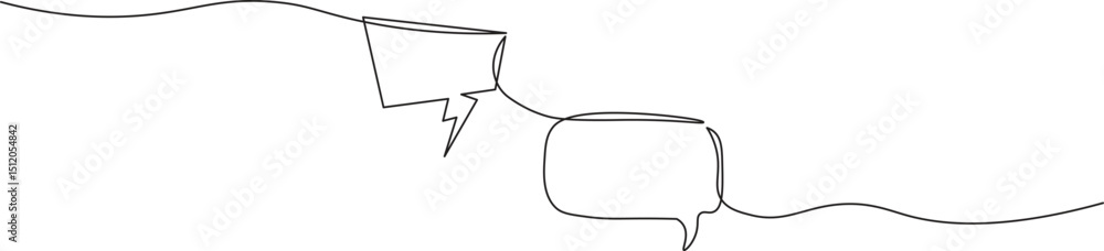 Wall mural speech bubble in continuous line art drawing style. minimalist black linear sketch of communication 