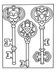 halloween coloring page, line art, halloween illustration