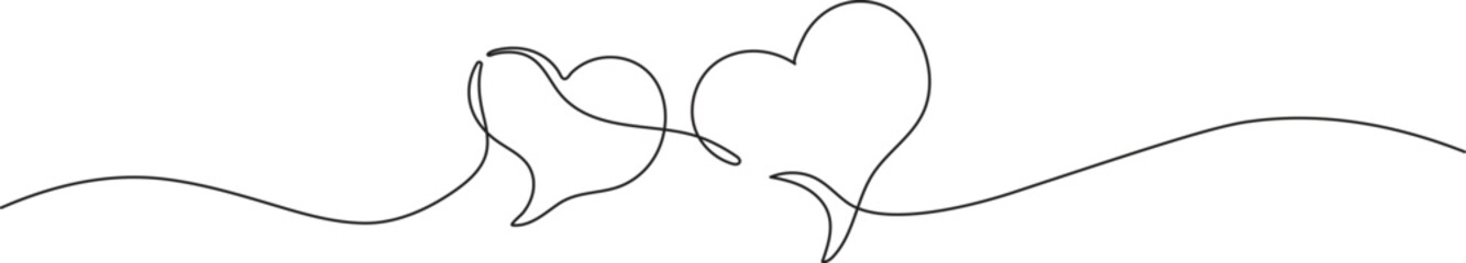 Speech bubble in continuous line art drawing style. Minimalist black linear sketch of Communication love symbol isolated on white background. Dialog cloud, chat bubble template outline design. Vector 