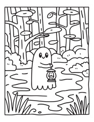 halloween coloring page, line art, halloween illustration