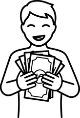 Happy Income Icon – Savings, Profits, and Financial Freedom