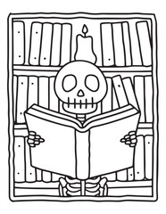 halloween coloring page, line art, halloween illustration