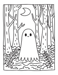 halloween coloring page, line art, halloween illustration