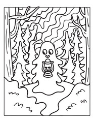 halloween coloring page, line art, halloween illustration