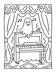 halloween coloring page, line art, halloween illustration