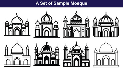 Fototapeta premium Set of Sample Mosque Illustrations