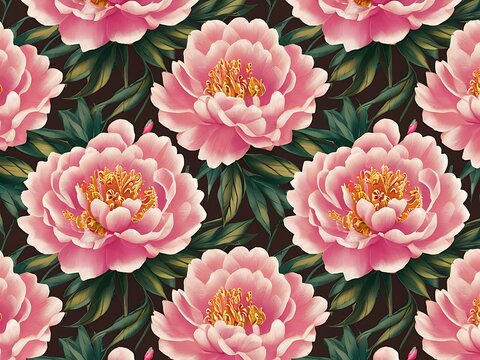 Romantic peony flower pattern with soft colors