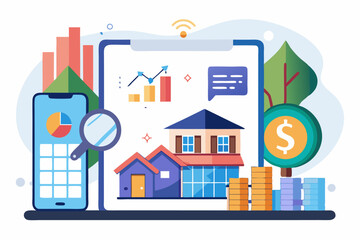 A close-up image of a person using a calculator while holding a credit card, symbolizing financial management, rising interest rates, and digital banking. Futuristic graphics including upward arrows, 
