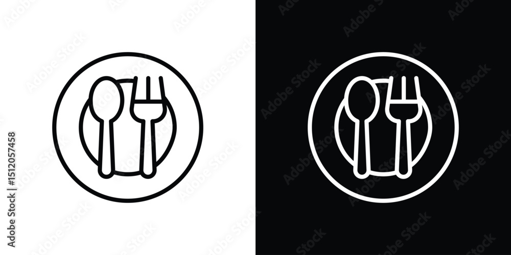 Poster spoon and fork icon. simple element illustration. outline and flat symbol design