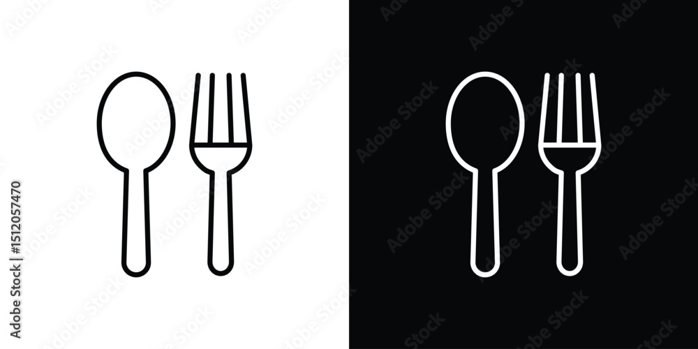 Poster spoon and fork icon. simple element illustration. outline and flat symbol design