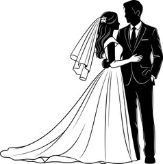 Marriage Icon – Bride and Groom Silhouette Wedding Invitation Design