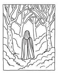 halloween coloring page, line art, halloween illustration