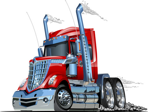 Cartoon semi truck isolated on white background