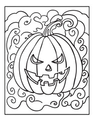 halloween coloring page, line art, halloween illustration