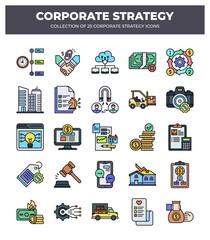 Collection of 25 Corporate Strategy Icons: Business Planning. Management. and Marketing Visuals
