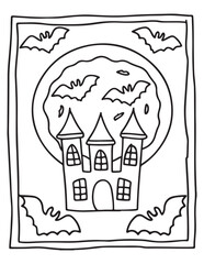 Fototapeta premium halloween coloring page, line art, halloween illustration