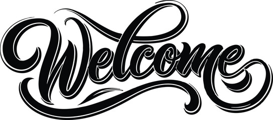 Welcome Handwritten Lettering Design, Stylish Typography, Bold Script Font