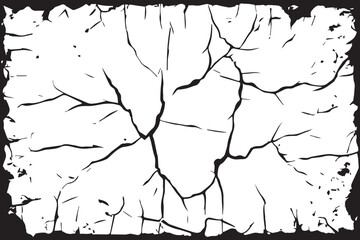 Obraz premium Vector grunge cracked texture. Black cracks isolated on white background. Abstract Black cracked texture . 