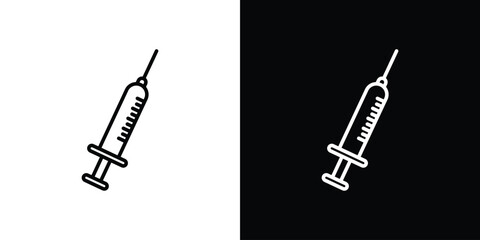 Syringe injection icon. Simple element illustration. outline and flat symbol design