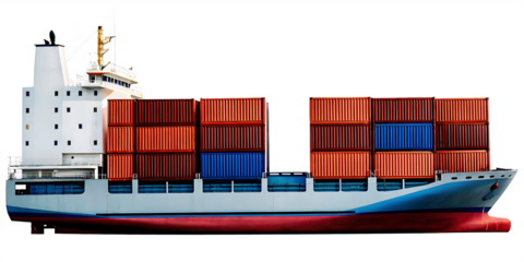 Cargo ship container vessel isolated on white background png isolated on a white background