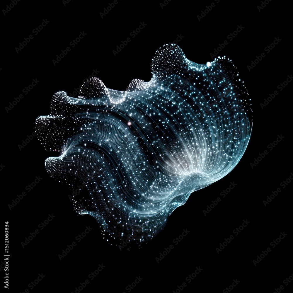 Poster glow wave element effect particle visualization invertebrate.