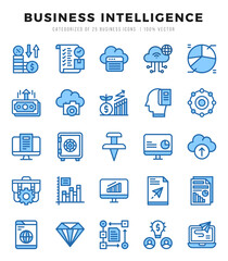 Business Intelligence Icons Pack. Two Color icons set. Two Color icon collection set.