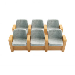 A set of six modern seating chairs with a combination of concrete and wood, arranged neatly on a white background.