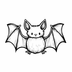 Obraz premium Cute bat cartoon with wide wings and big eyes in handdrawn style