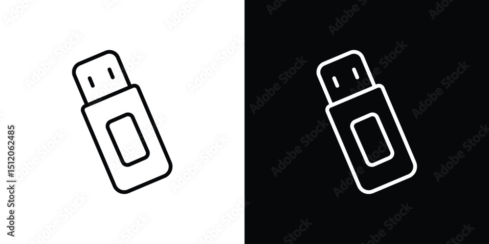 Poster usb pendrive icon. simple element illustration. outline and flat symbol design