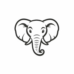 Elephant cartoon with big ears and curved trunk